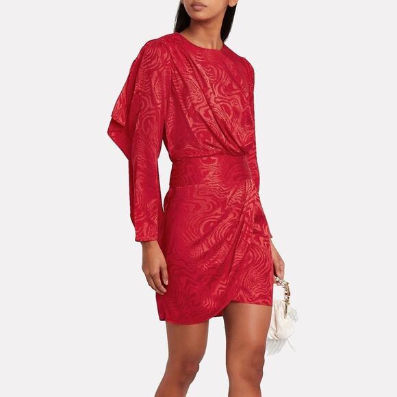 Ronny Kobo Collection Dresses & Skirts - Ronny Kobo Shanaya Draped Moiré Mini Dress in Red Size Large NEW